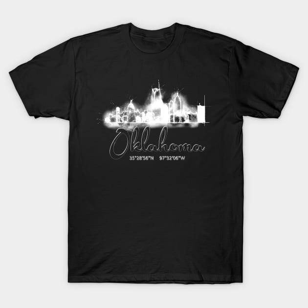 Oklahoma City Skyline White T-Shirt by DimDom